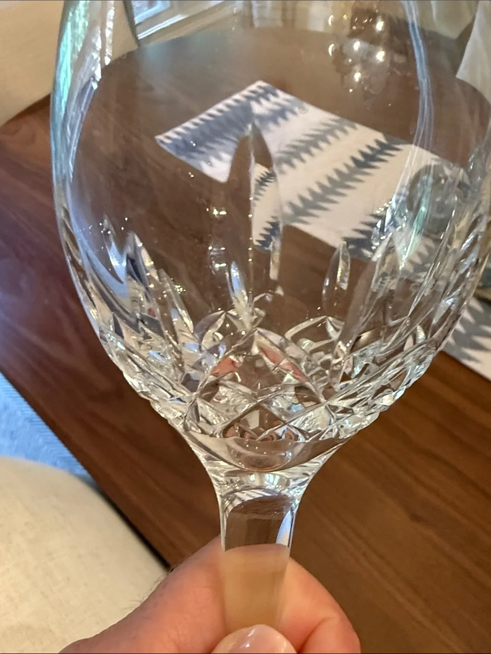 6 Waterford Lismore Essence Cut Crystal White Wine Glass - Clear Stemmed Goblet